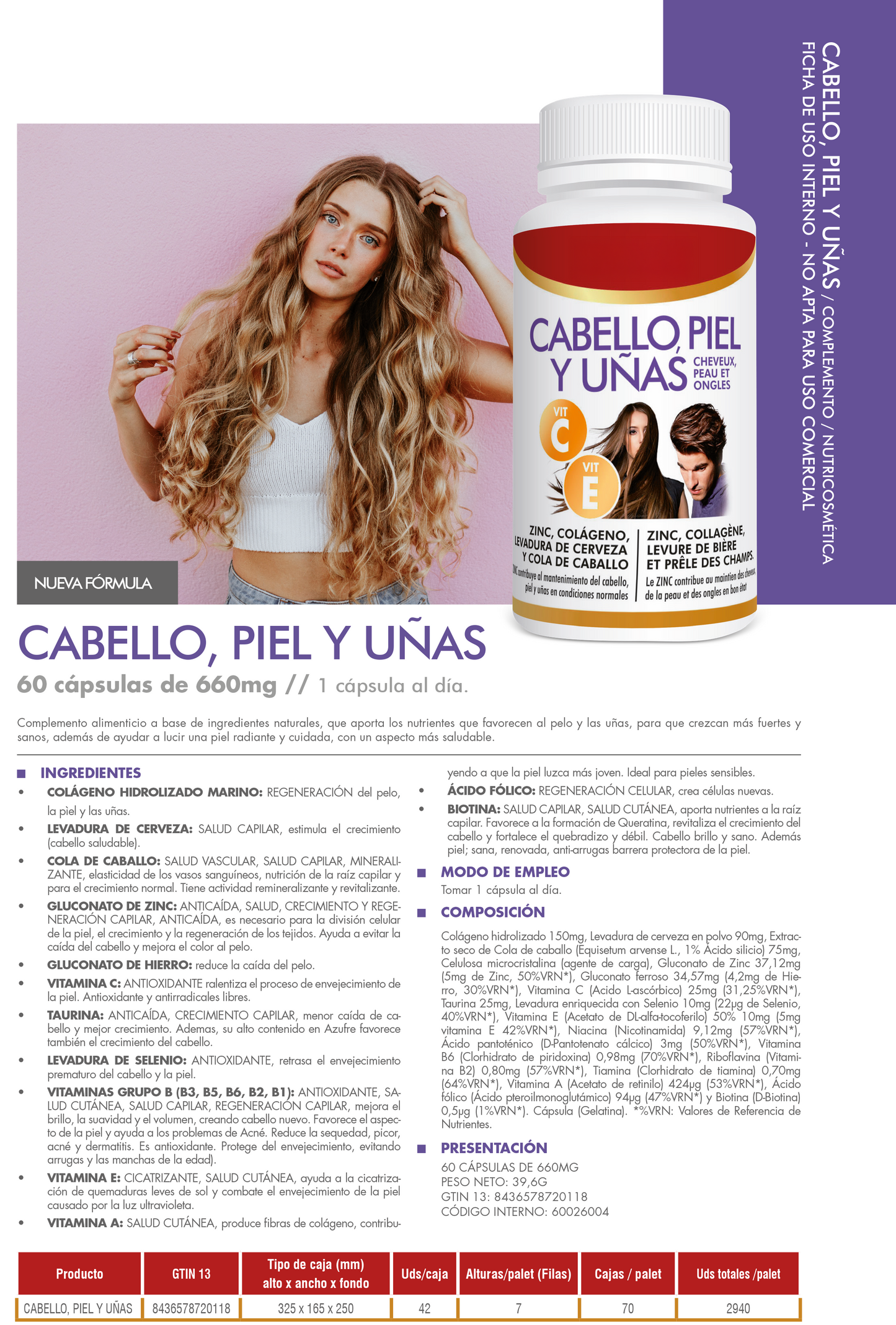 Suplemento para Cabello, Piel y Uñas – 60 Cápsulas