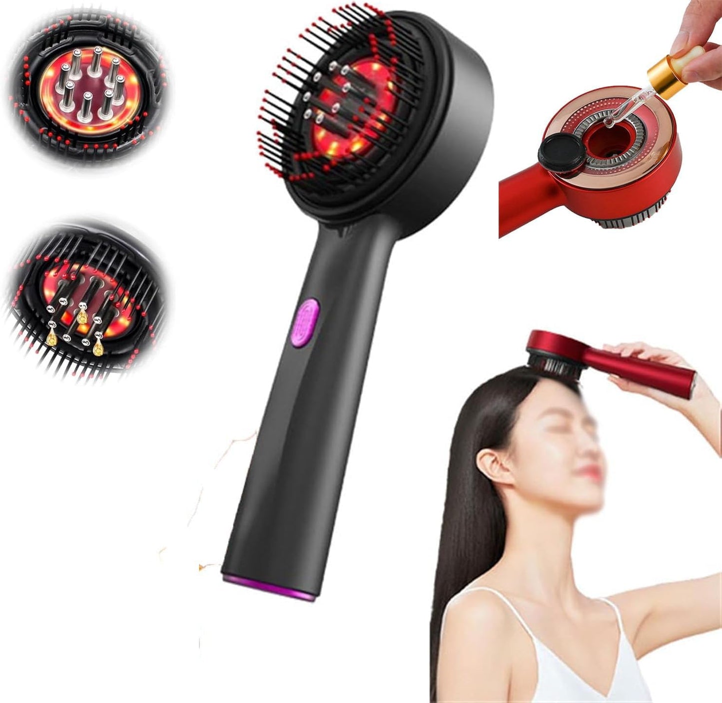 Masajeador de cabello con luz roja eléctrico 2 en 1