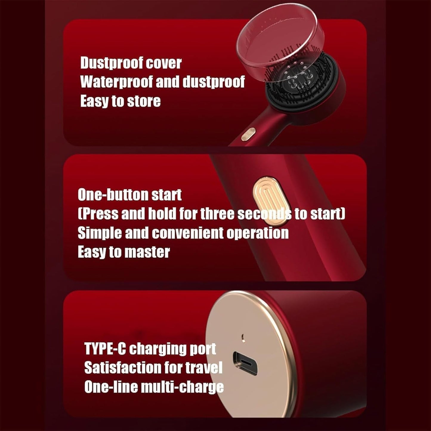 Masajeador de cabello con luz roja eléctrico 2 en 1