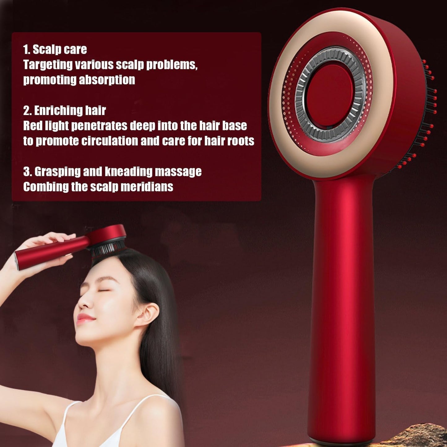 Masajeador de cabello con luz roja eléctrico 2 en 1