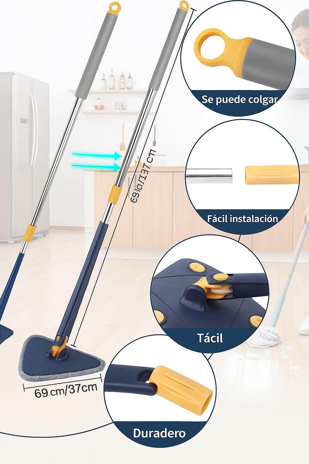 CleanTwist™ Fregona autoescurrible, limpieza sin esfuerzo + 10 recambios GRATIS
